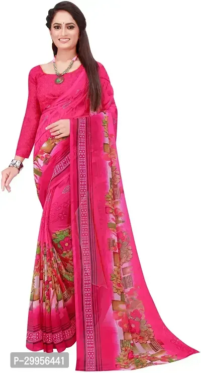 Stylish Fancy Georgette Saree With Blouse Piece For Women-thumb0