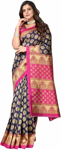 Women Stylish Net Printed Saree with Blouse piece-thumb1