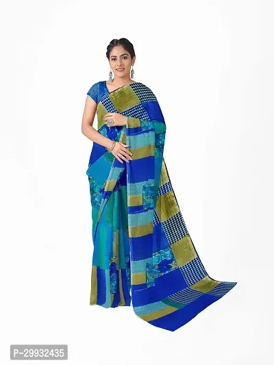 Stylish Fancy Georgette Saree With Blouse Piece For Women-thumb0