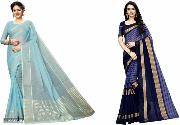 Stylish Fancy Art Silk Saree With Blouse Piece For Women Pack Of 2-thumb0