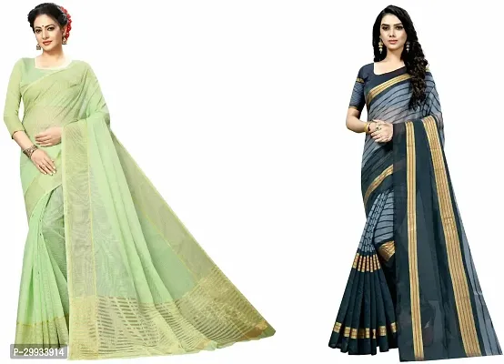 Stylish Fancy Art Silk Saree With Blouse Piece For Women Pack Of 2-thumb0