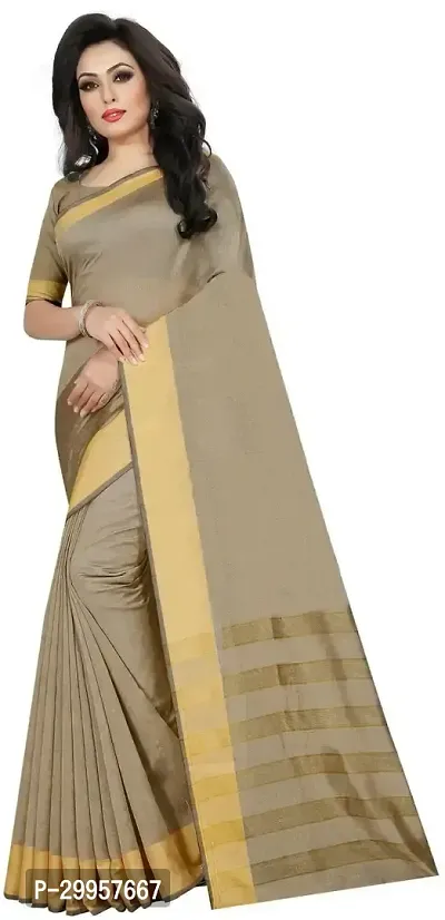 Stylish Fancy Cotton Silk Saree With Blouse Piece For Women-thumb2