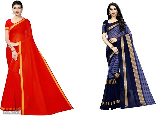 Stylish Fancy Art Silk Saree With Blouse Piece Combo For Women Pack Of 2-thumb0