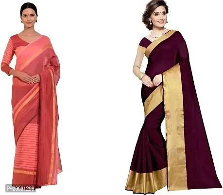 Stylish Fancy Georgette Saree With Blouse Piece Combo For Women Pack Of 2-thumb0