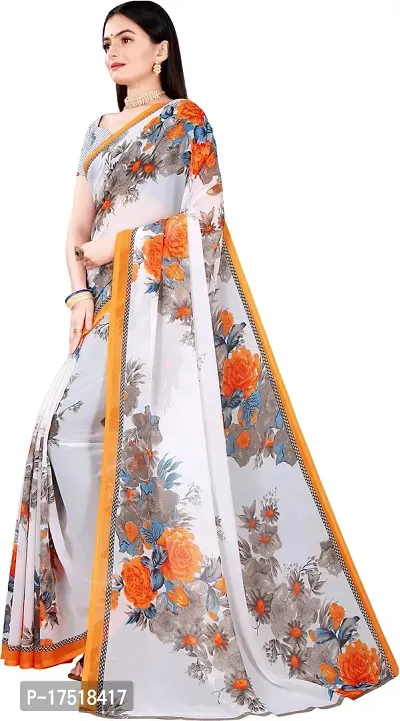 Women Stylish Georgette Printed Saree with Blouse piece-thumb2