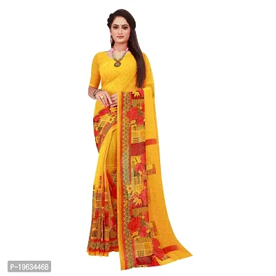 Todaydeal Yellow Printed Georgette saree with Blouse