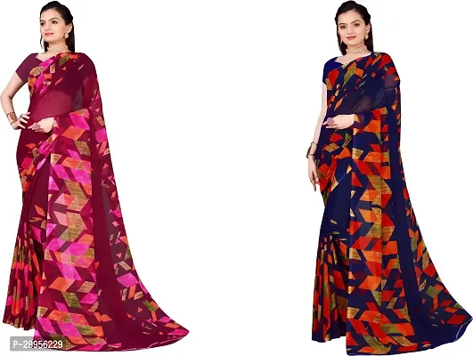 Stylish Fancy Georgette Saree With Blouse Piece For Women Pack Of 2-thumb0