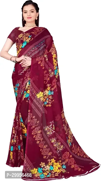 Stylish Fancy Georgette Saree With Blouse Piece For Women-thumb0