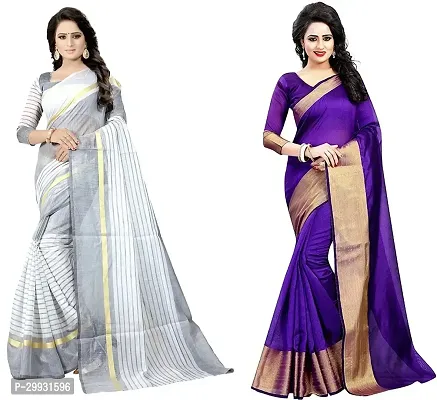 Stylish Fancy Georgette Saree With Blouse Piece Combo For Women Pack Of 2-thumb0