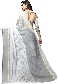 Women Stylish Cotton Silk Striped Saree with Blouse piece-thumb1