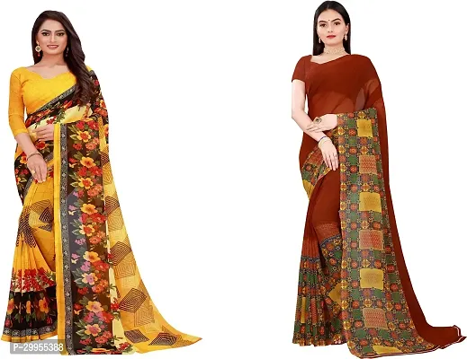 Stylish Fancy Georgette Saree With Blouse Piece For Women Pack Of 2-thumb0