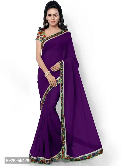 Stylish Fancy Georgette Saree With Blouse Piece For Women-thumb0