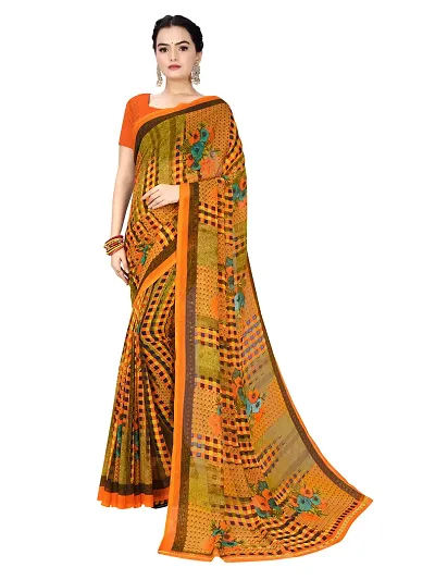 Todaydeal Women and Georgette Floral Saree With Unstitched Blouse