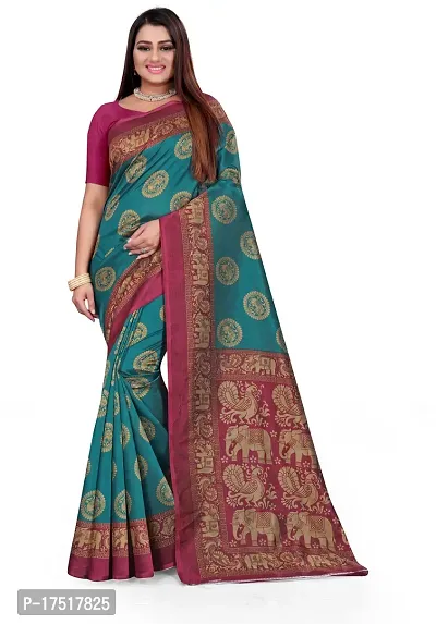 Women Stylish Art Silk Printed Saree with Blouse piece-thumb0