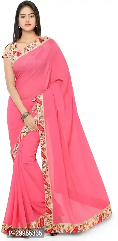 Stylish Fancy Georgette Saree With Blouse Piece For Women-thumb0