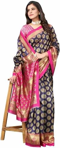 Women Stylish Net Printed Saree with Blouse piece-thumb2