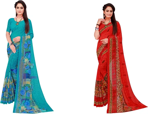 Beautiful Georgette Saree with Blouse piece Pack Of 2