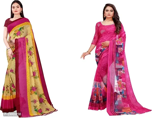 Stylish Fancy Georgette Saree With Blouse Piece For Women Pack Of 2-thumb0