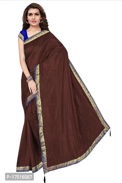 Women Stylish Art Silk Solid Saree with Blouse piece-thumb5