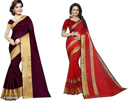 Stylish Fancy Georgette Saree With Blouse Piece Combo For Women Pack Of 2