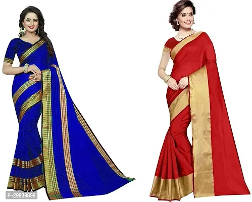 Stylish Fancy Georgette Saree With Blouse Piece Combo For Women Pack Of 2-thumb0