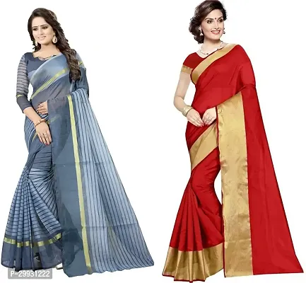 Stylish Fancy Georgette Saree With Blouse Piece Combo For Women Pack Of 2-thumb0