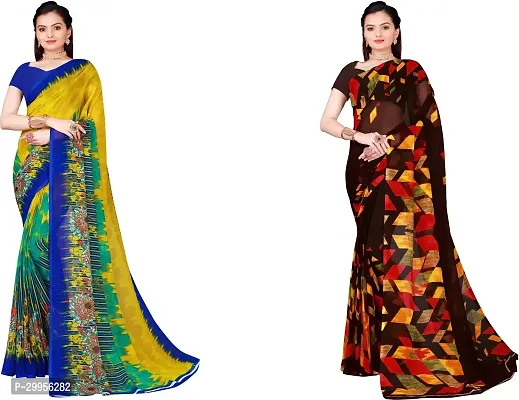 Stylish Fancy Georgette Saree With Blouse Piece For Women Pack Of 2-thumb0