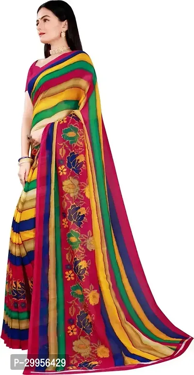 Stylish Fancy Georgette Saree With Blouse Piece For Women-thumb0