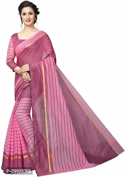 Stylish Fancy Cotton Silk Saree With Blouse Piece For Women-thumb0