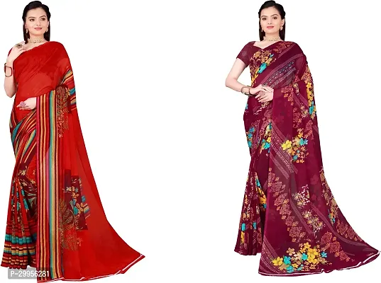 Stylish Fancy Georgette Saree With Blouse Piece For Women Pack Of 2-thumb0