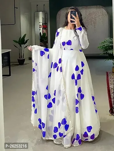 Classic Georgette Printed Gown with Dupatta for Women-thumb3