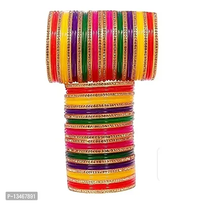 S N 18k (750) Stone Ethnic Wedding Chuda for Women (Multicolour)-thumb0