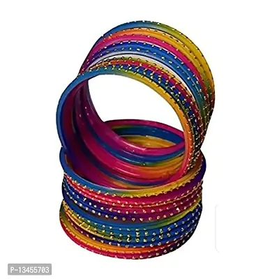 S N Soni Multicolor Glass 24 Bangles for Women (2.6)-thumb0