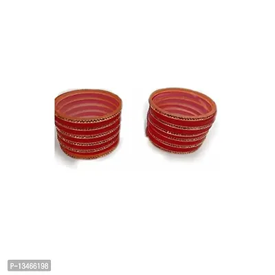 S N Soni Glass Bangles Red Colour Jarkan Stone Plastic Chuda For Bridal Women Girl Size (2.6)-thumb0