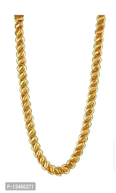 SGN FASHION Stylish 20 Inch & 22K Plane Gold Plated Chain Unisex (Style-2)-thumb4