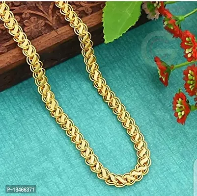 SGN FASHION Stylish 20 Inch & 22K Plane Gold Plated Chain Unisex (Style-2)-thumb3