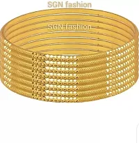 SGN FASHION Golden Metal Chudi Bangles Set for Women (2.4)-thumb2