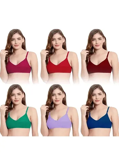 Stylish Blend Solid Bras For Women Pack Of