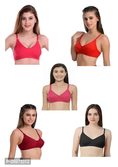 Stylish Sold Cotton Bra for Women, Pack of 5