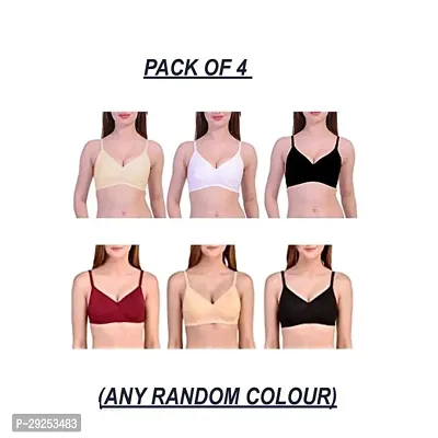 Classic Cotton Solid Bra for Women, Pack of 4-Assorted