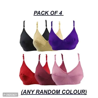 Classic Cotton Solid Bra for Women, Pack of 4-Assorted