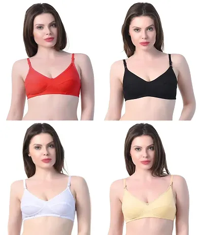 Stylish Blend Solid Bras For Women Pack Of