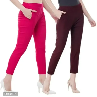 Stylish Cotton Solid Trouser for Women - Combo of 2