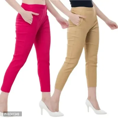 Fancy Cotton Trousers For Women Pack Of 2