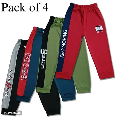 Classic Shiny Stretchable and Smooth Kids Track pants For Boys And Girls, Pack of 4-thumb0
