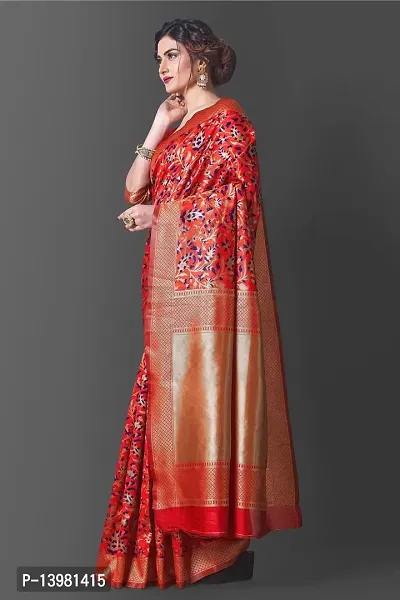 Beautiful Silk Cotton Woven Design Saree with Blouse piece-thumb2