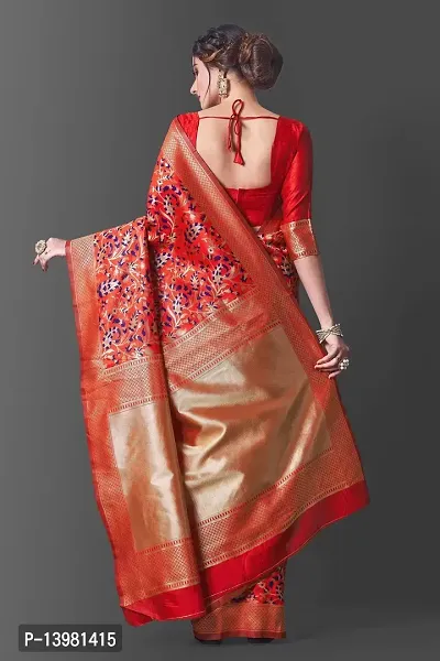 Beautiful Silk Cotton Woven Design Saree with Blouse piece-thumb4