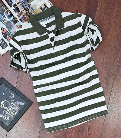 Mens Comfortable Striped Polo T-Shirts