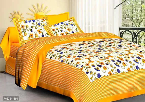 Comfortable Cotton Printed Queen Bedsheet with Two Pillow Covers