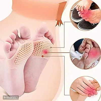 PSM100 Silicone Gel Half Toe Sleeve Anti-Skid Soft Pads for Relief heel front socks silicone Heel foot Gel Socks for Repair Dry Cracked Skin (Free Size)-thumb3